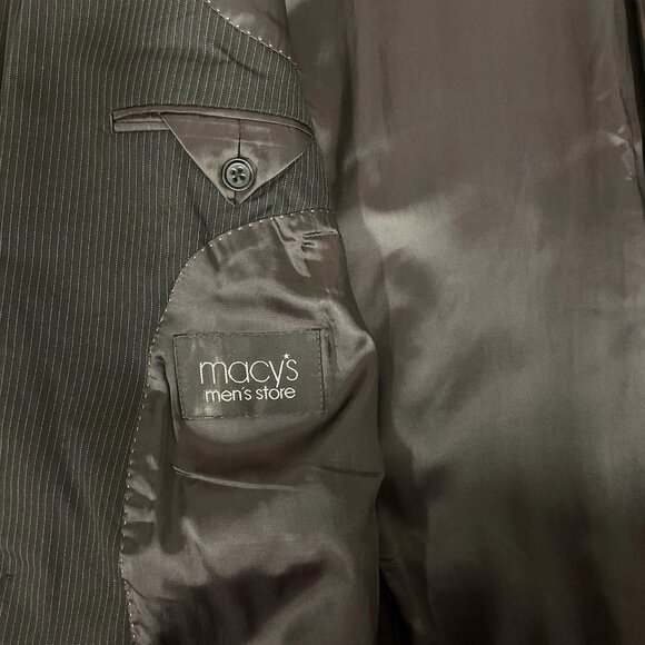DKNY Macys Men’s Store Black Striped Two Bottoms Blazer Size 42L - Picture 8 of 9
